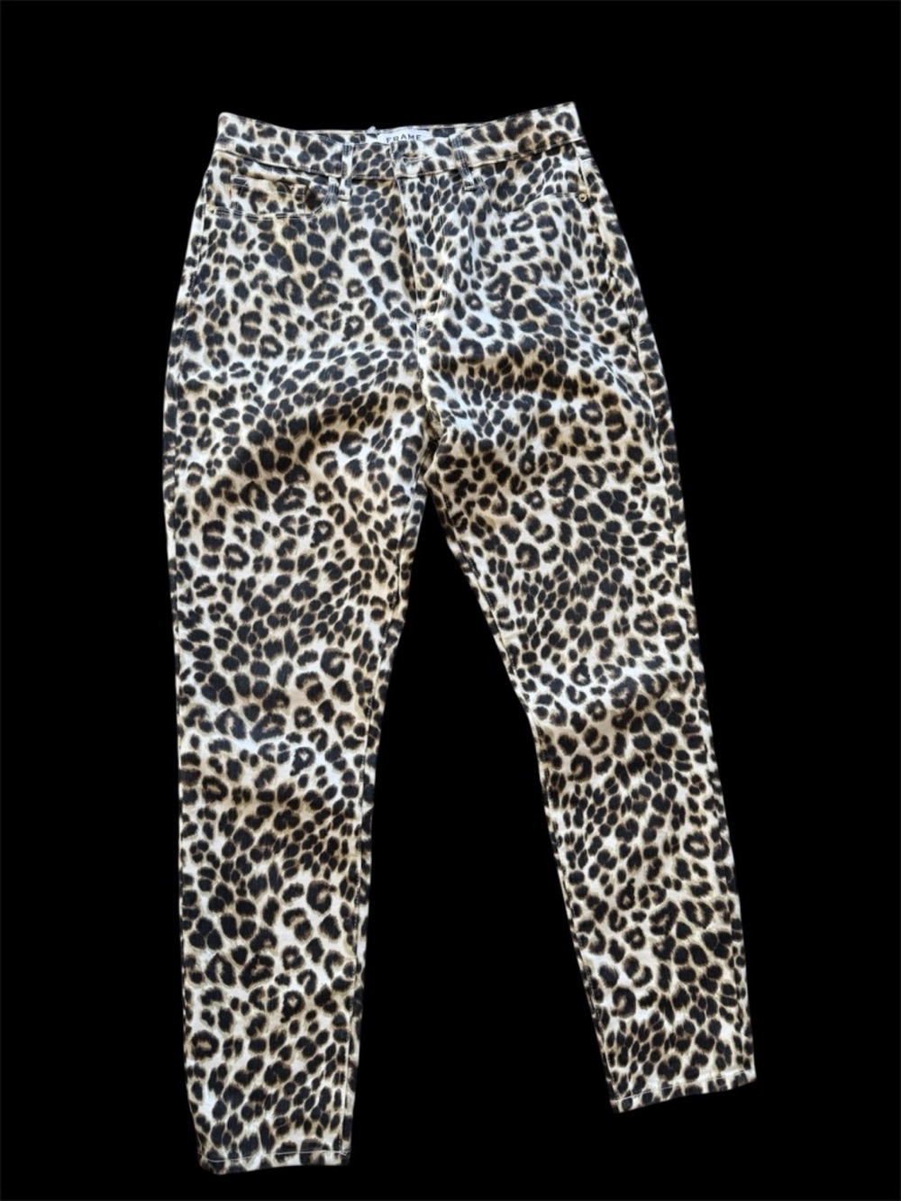 Frame Denim Leopard Print Pants - Cream, Brown & Black high waisted size 29